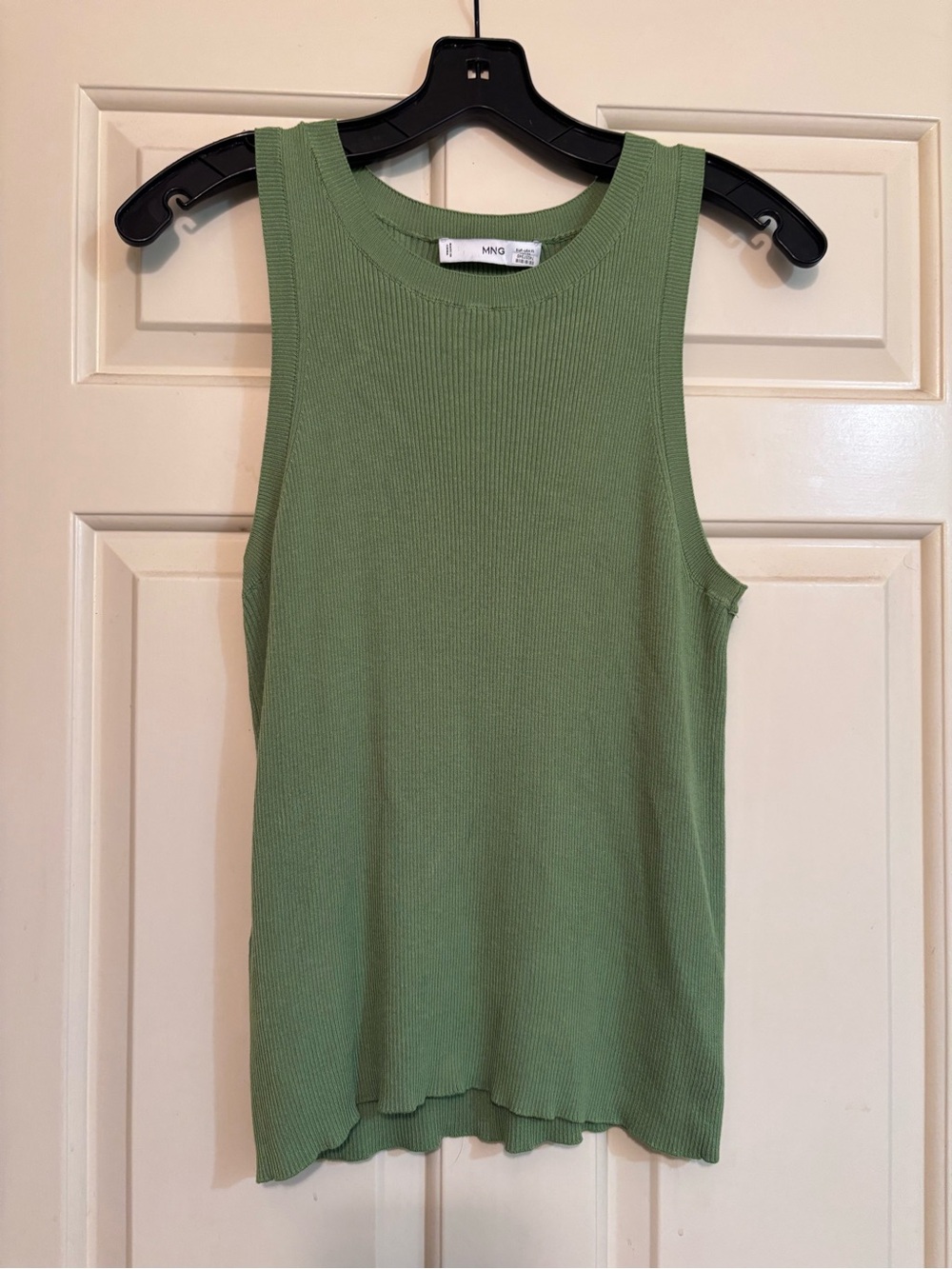 Mango Women’s Ribbed Tank Top in Sage Green